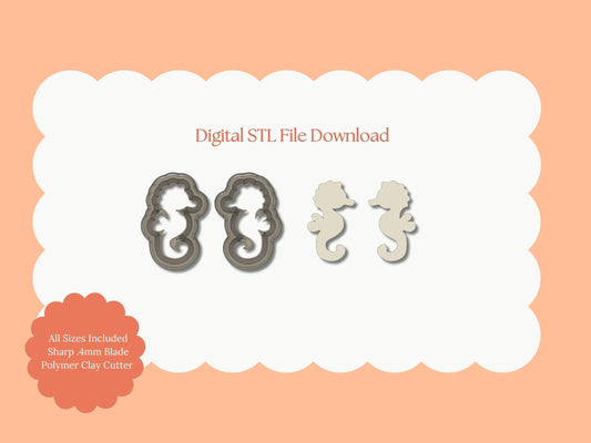 Sea Horse Clay Cutter | Sea Horse STL File – Digital Ocean Clay Cutter for Nautical Earrings and Marine DIY Crafts