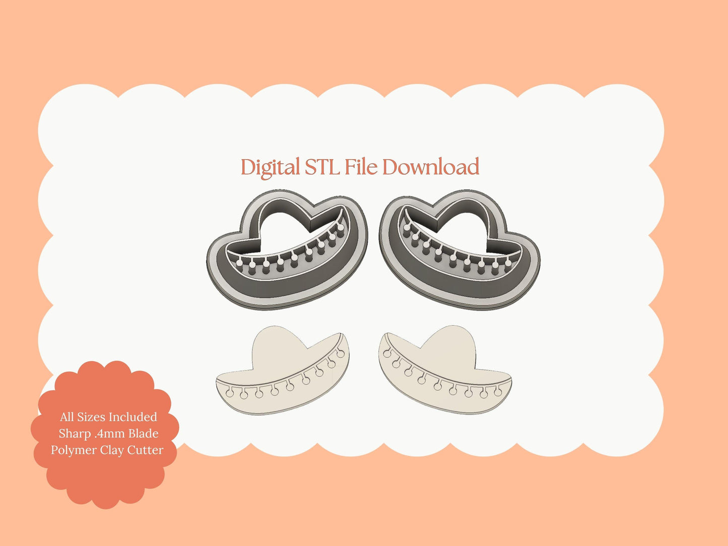 Sombrero Hat Clay Cutter | Sombrero Hat STL File – Fiesta Digital Cutter for DIY Mexican-Themed Earrings and Crafts
