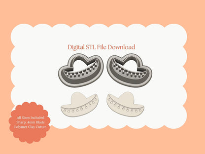 Sombrero Hat Clay Cutter | Sombrero Hat STL File – Fiesta Digital Cutter for DIY Mexican-Themed Earrings and Crafts