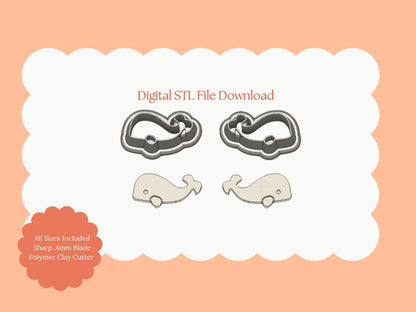 Whale Clay Cutter | Whale STL File – Sea-Themed Digital Cutter for DIY Ocean Earrings and Marine Accessories