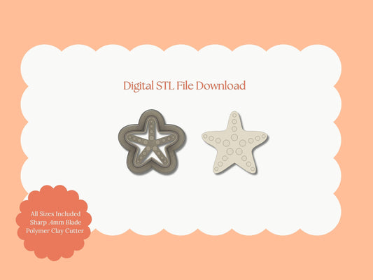 Starfish No. 2 Clay Cutter | Starfish STL File – Ocean Digital Cutter for Beach Earrings and Coastal Polymer Crafts