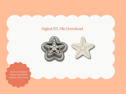 Starfish No. 2 Clay Cutter | Starfish STL File – Ocean Digital Cutter for Beach Earrings and Coastal Polymer Crafts