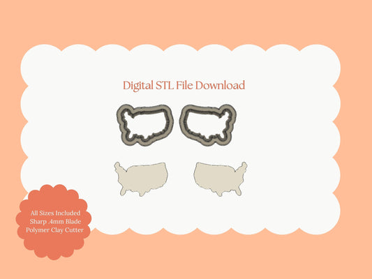 USA Outline Clay Cutter | USA Outline STL File – Patriotic Digital Cutter for 4th of July Earrings and America Crafts