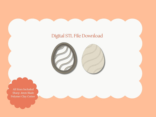 Wavy Lined Egg Clay Cutter | Wavy Egg STL File – Digital Easter Cutter for Spring Earrings and Holiday Polymer Crafts