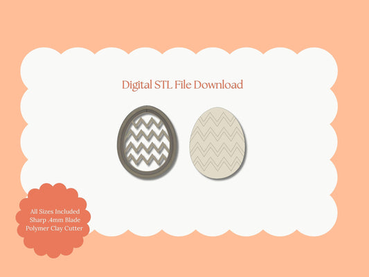 Zig Zag Egg Clay Cutter | Zig Zag Egg STL File – Digital Easter Cutter for Colorful Spring Earrings and Festive Crafts