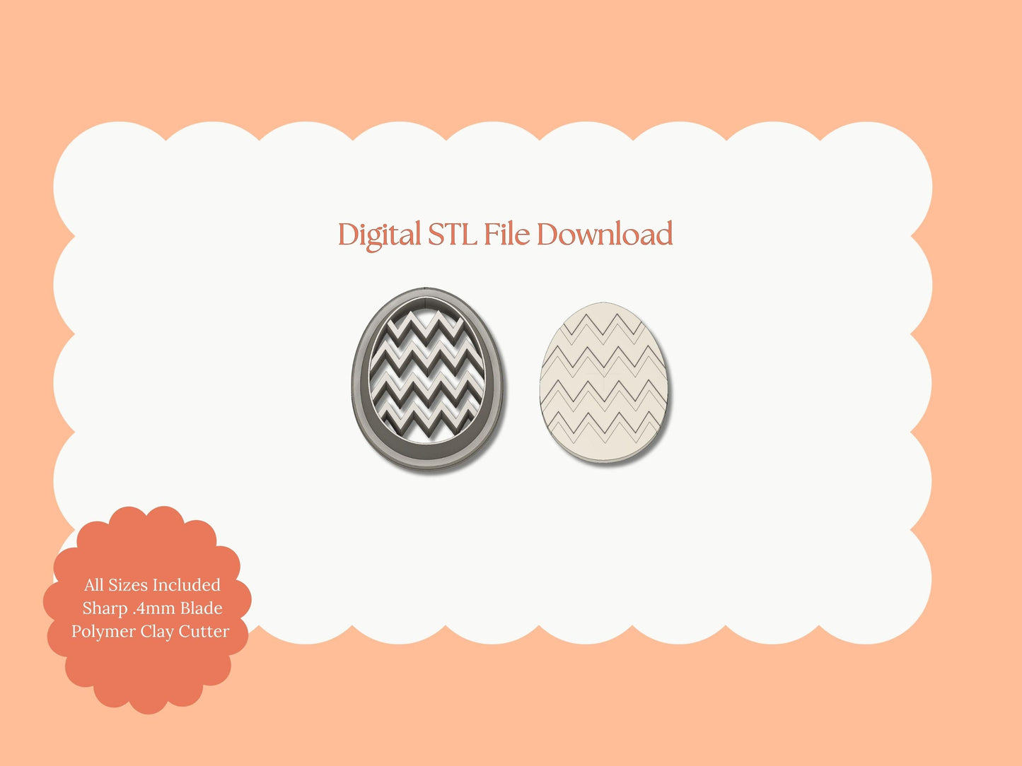 Zig Zag Egg Clay Cutter | Zig Zag Egg STL File – Digital Easter Cutter for Colorful Spring Earrings and Festive Crafts
