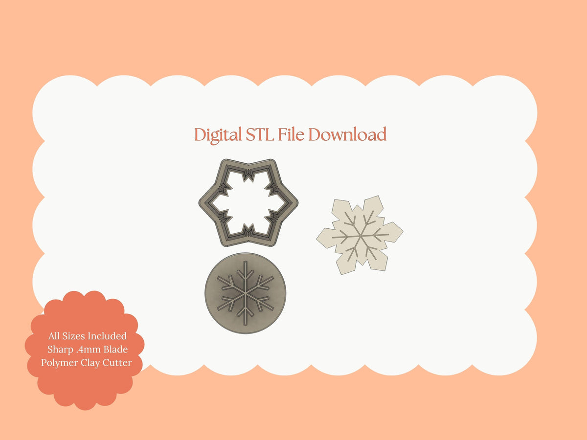 Snowflake No. 10 Clay Cutter | Snowflake No. 10 STL File – Digital Winter Cutter for Frosty Earrings and Holiday Clay Crafts