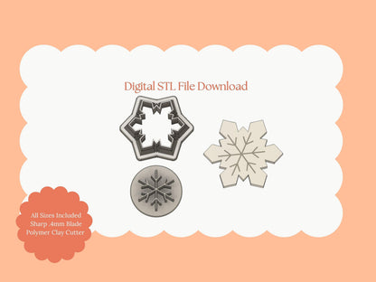 Snowflake No. 10 Clay Cutter | Snowflake No. 10 STL File – Digital Winter Cutter for Frosty Earrings and Holiday Clay Crafts