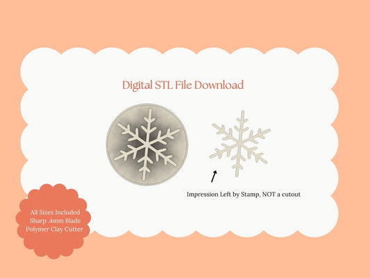 Snowflake Stamp Clay Cutter | Snowflake Stamp STL File – Digital Winter Cutter for Festive Earrings and Holiday Clay Projects