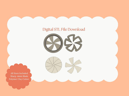 Peppermint No. 4 Clay Cutter | Peppermint No. 4 STL File – Digital Holiday Candy Cutter for Christmas Earrings and Sweet Crafts