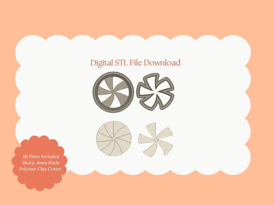 Peppermint No. 4 Clay Cutter | Peppermint No. 4 STL File – Digital Holiday Candy Cutter for Christmas Earrings and Sweet Crafts