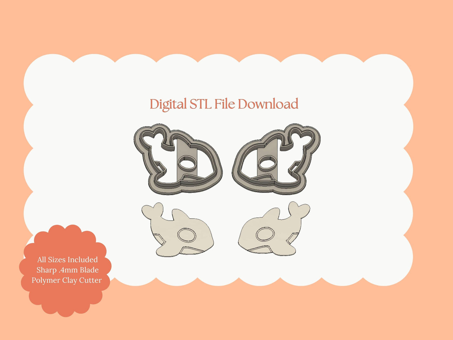 Orca Whale Clay Cutter | Orca Whale STL File – Digital Ocean Cutter for Marine Earrings and Coastal Polymer Crafts