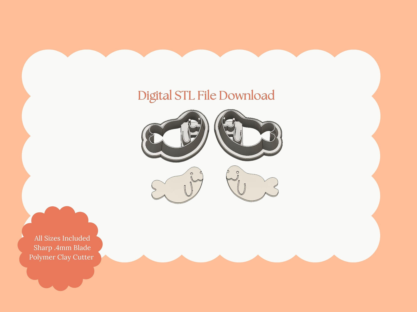 Walrus Clay Cutter | Walrus STL File – Arctic Digital Cutter for Winter Earrings and Animal Crafts