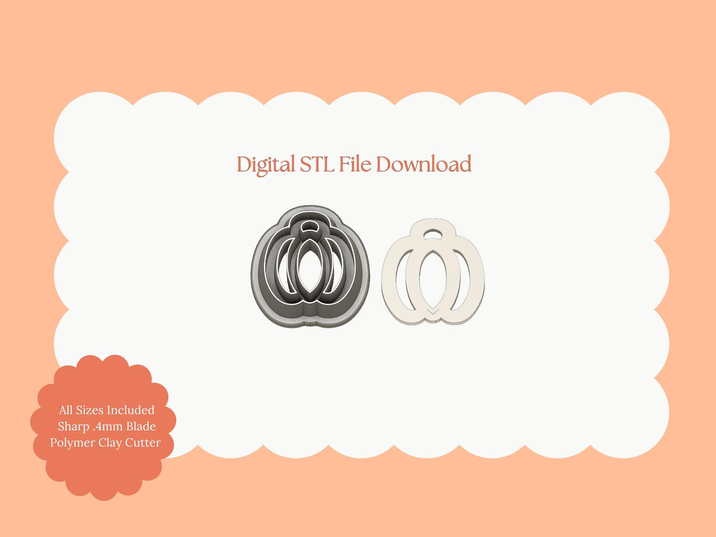Pumpkin Cutout Clay Cutter | Halloween Pumpkin STL File for DIY Earrings and Crafts