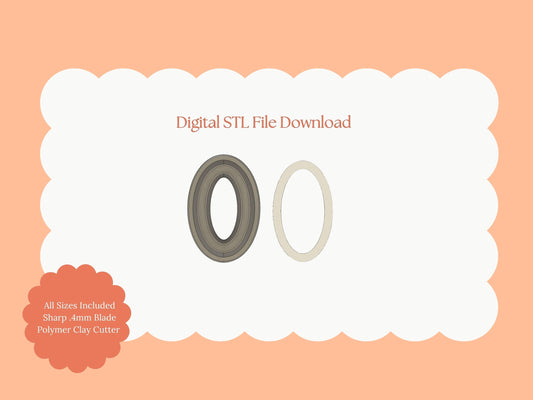 Oval Outline Clay Cutter | Oval STL File – Digital Geometric Clay Cutter for Minimalist Earrings and Modern Accessories