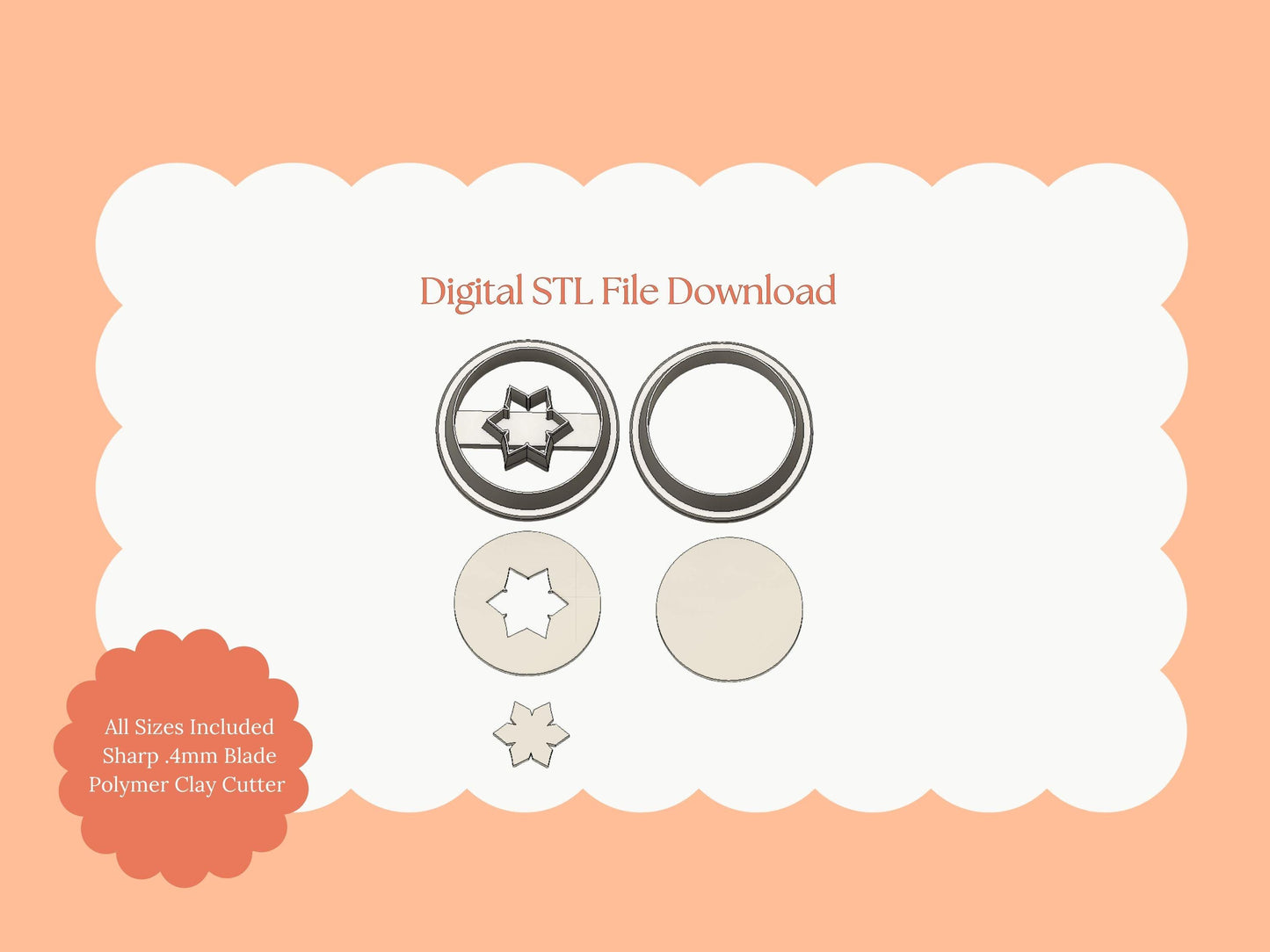 Snowflake Cookie No. 1 Clay Cutter | Snowflake Cookie STL File – Digital Holiday Cutter for Cookie Earrings and Winter Crafts
