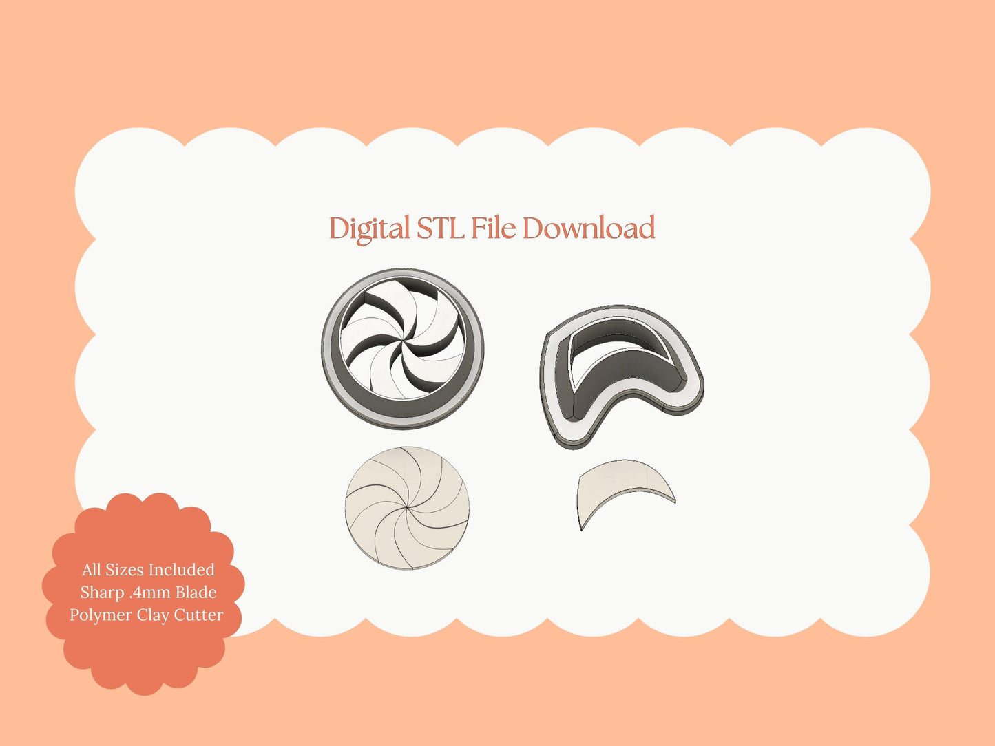 Peppermint No. 2 Clay Cutter | Peppermint No. 2 STL File – Digital Christmas Cutter for Winter Earrings and Holiday Crafts