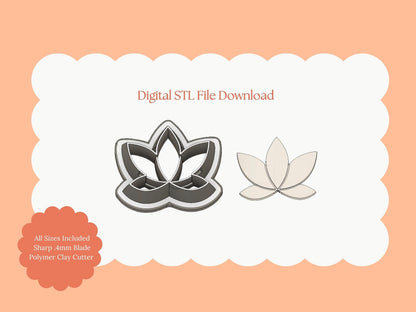 Lotus No. 3 Flower Clay Cutter | Lotus STL File – Digital Relaxation Cutter for Nature Earrings and Meditation Crafts