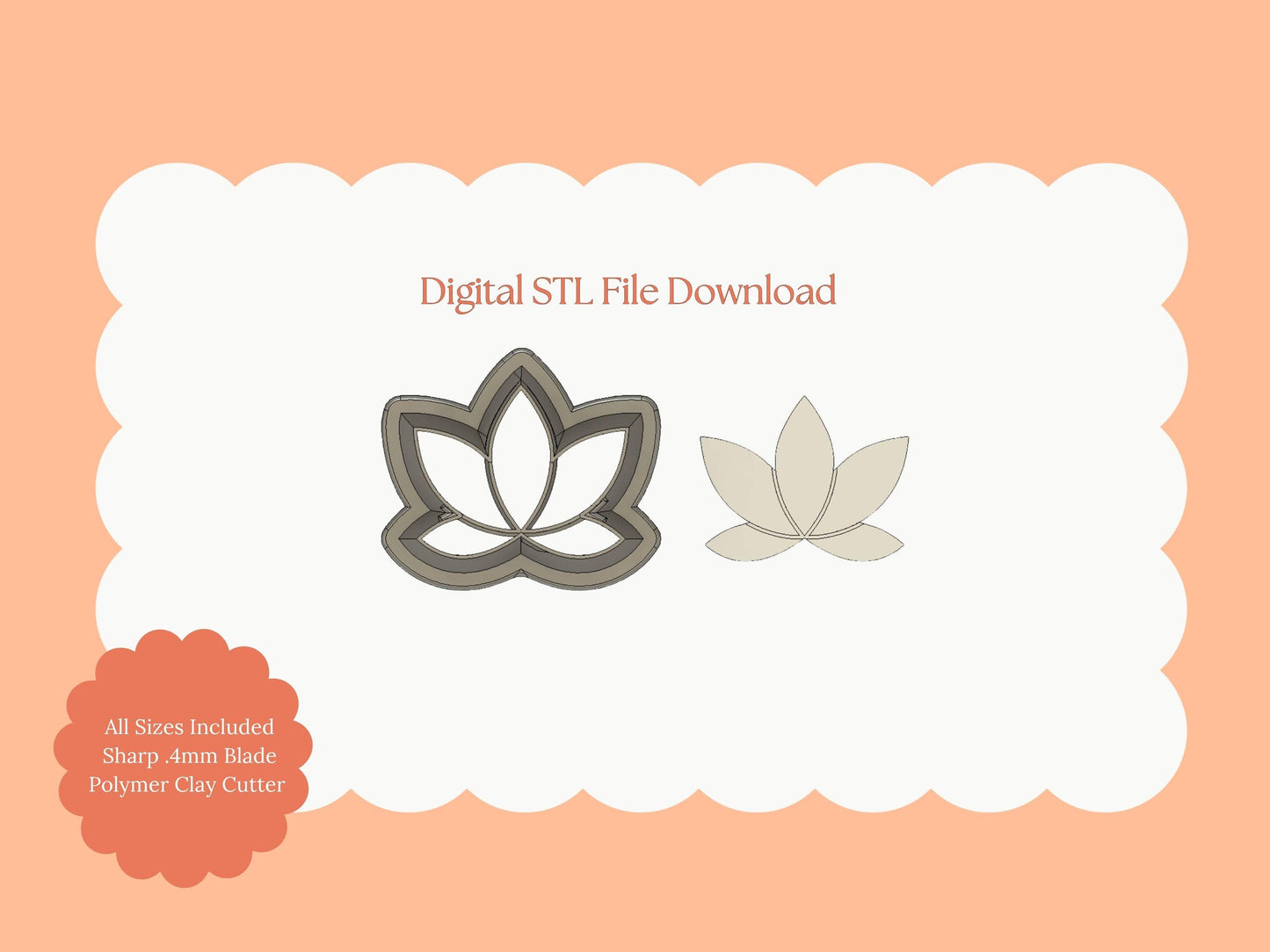 Lotus No. 3 Flower Clay Cutter | Lotus STL File – Digital Relaxation Cutter for Nature Earrings and Meditation Crafts