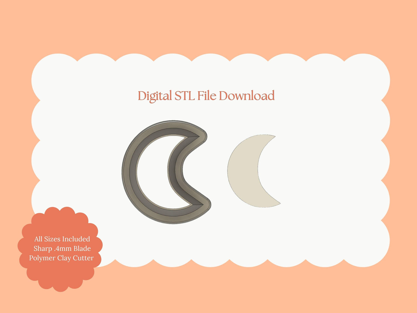 Moon No. 3 Clay Cutter | Moon No. 3 STL File – Digital Celestial Cutter for Astrology Earrings and Lunar-Themed Crafts