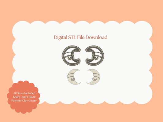 Santa Moon No. 1 Clay Cutter | Santa Moon Digital STL File for Holiday Earrings and Christmas Crafts