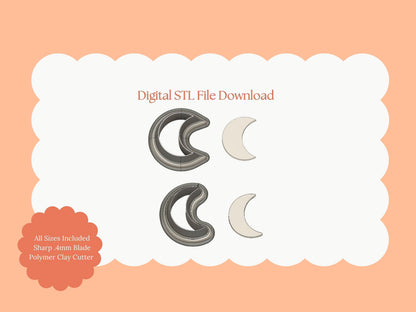 Elegant Moon Set Clay Cutter | Celestial Elegant Moon STL File Set for Polymer Clay Earrings and Lunar Crafts