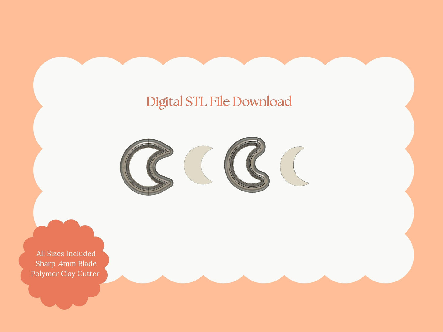 Elegant Moon Set Clay Cutter | Celestial Elegant Moon STL File Set for Polymer Clay Earrings and Lunar Crafts