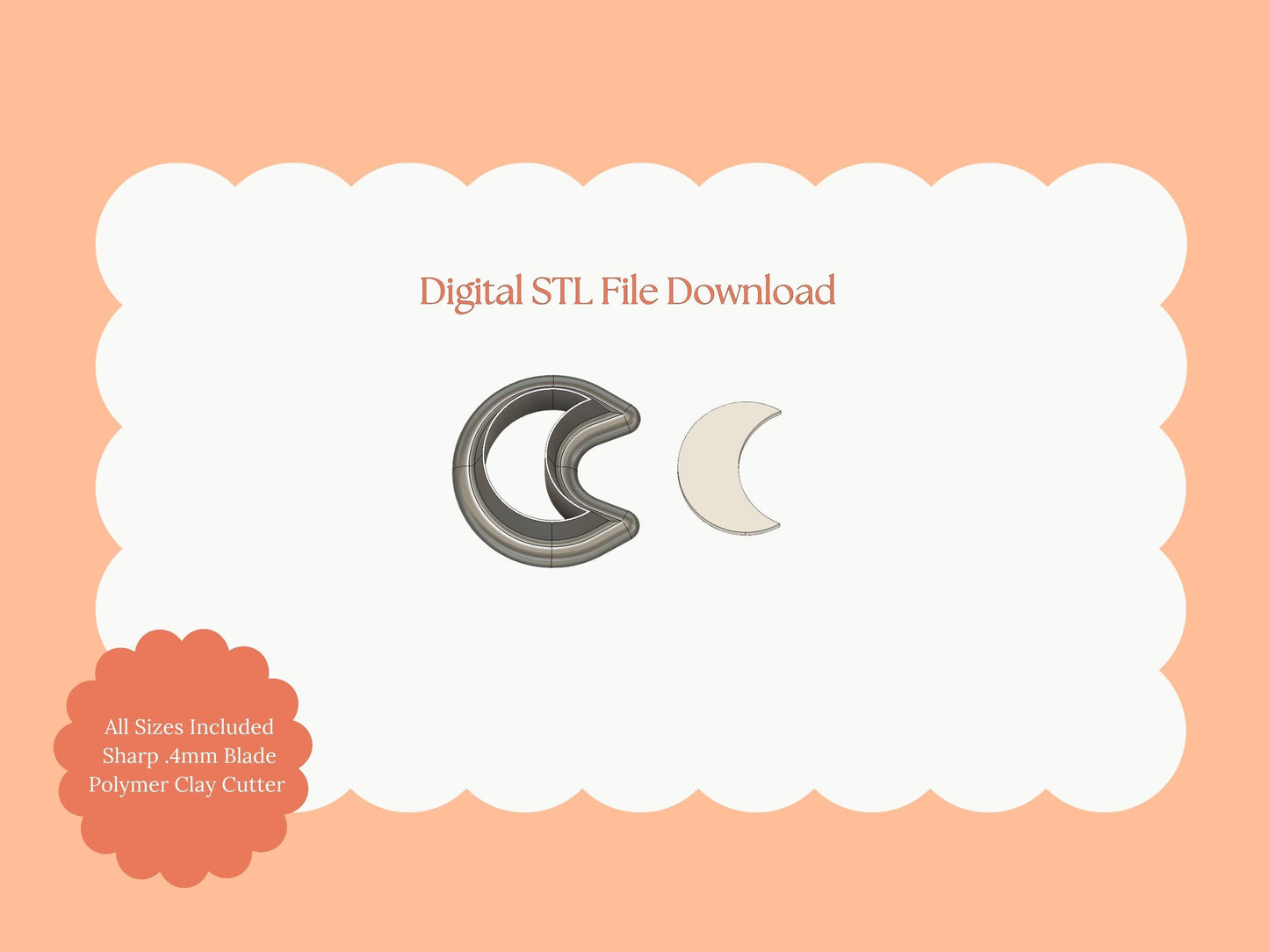 Moon No. 1 Clay Cutter | Lunar Moon STL File for DIY Polymer Clay Earrings and Astronomy Crafts