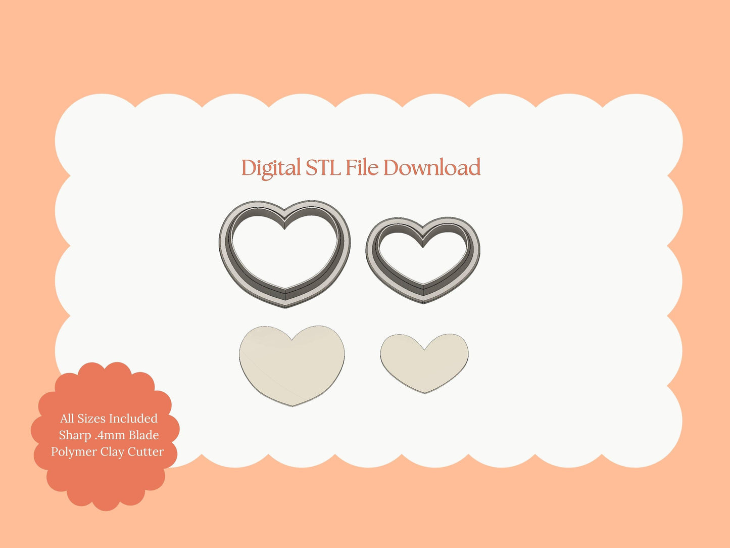 Heart Frosted Cookie No. 1 Cutter | Frosted Heart Cookie STL File – Digital Valentine's Cutter for Sweet Earrings and Cute Crafts