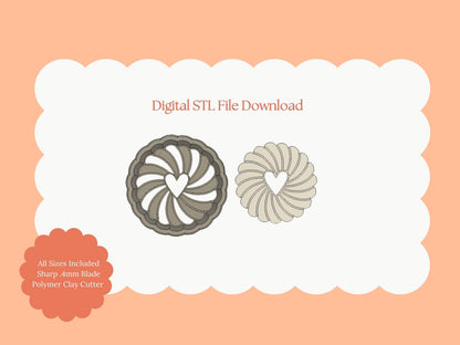 Heart Jam Biscuit Clay Cutter | Jam Biscuit STL File – Digital Bakery Cutter for Cute Valentine Earrings and Cookie Crafts