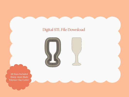 Champagne Glass Clay Cutter | Champagne STL File for New Year’s Earrings and Celebration Jewelry
