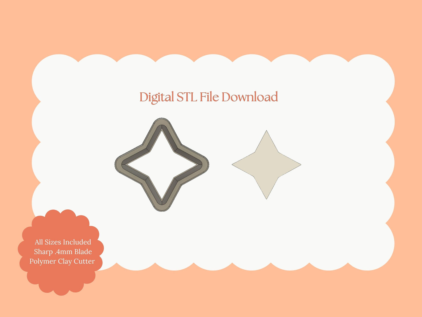 Star Shape No. 3 Clay Cutter | STL File Download Astronomy Star Polymer Clay Cutter for DIY Earrings and Space-Themed Accessories