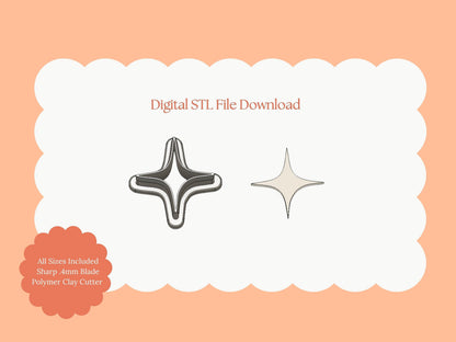 Star Shape No. 4 Clay Cutter | Digital STL File Galaxy Star Polymer Clay Cutter for DIY Cosmic Earrings and Celestial Jewelry