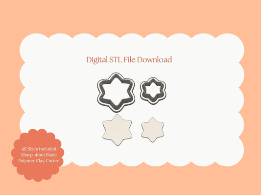 Sugar Cookie Star Clay Cutter | Digital STL File Star Cookie Polymer Clay Cutter for DIY Holiday Earrings and Baking Accessories