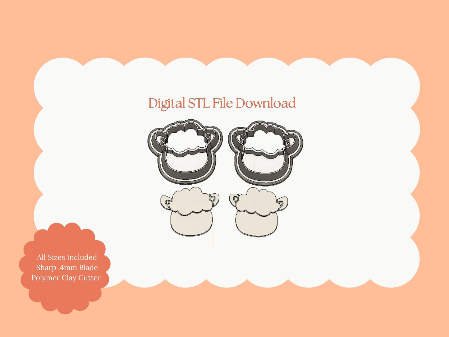 Lamb Set Clay Cutter | Lamb Set STL File – Digital Farm Cutter for Country Earrings and Cute Handmade Accessories