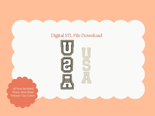 USA Letters Clay Cutter | USA Letters STL File – Patriotic Digital Cutter for Fourth of July Earrings and Crafts