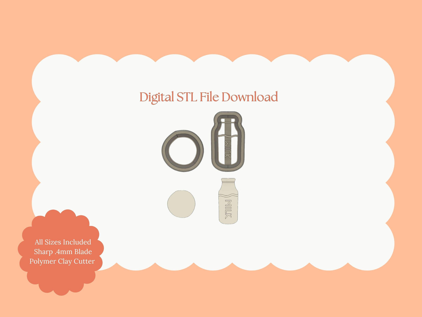 Milk and Cookies No. 2 Clay Cutter | Milk & Cookies STL File – Digital Dessert Cutter for Bakery Earrings and Snack Crafts