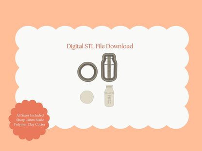 Milk and Cookies No. 2 Clay Cutter | Milk & Cookies STL File – Digital Dessert Cutter for Bakery Earrings and Snack Crafts