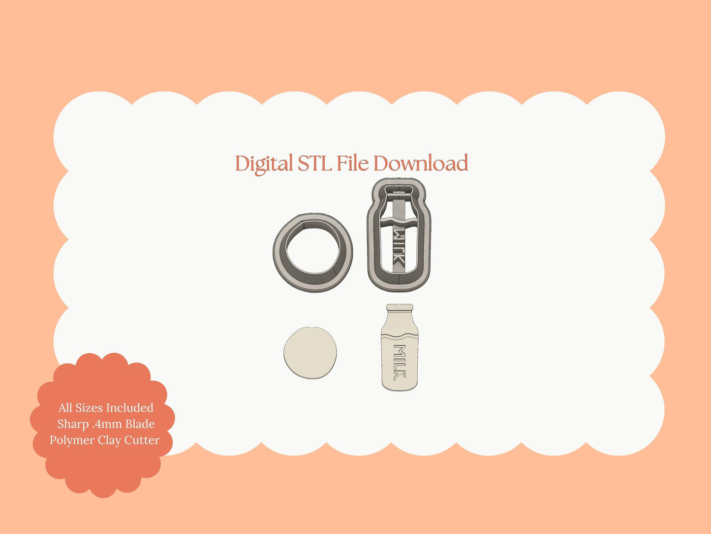 Milk and Cookies No. 2 Clay Cutter | Milk & Cookies STL File – Digital Dessert Cutter for Bakery Earrings and Snack Crafts