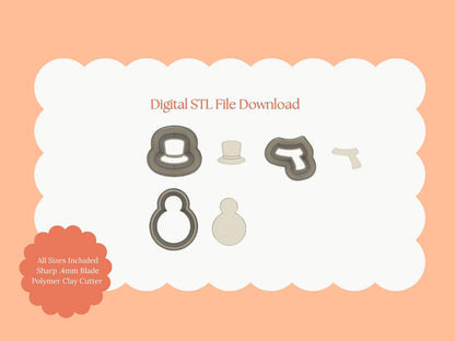 Snowman No. 2 Clay Cutter Set | Snowman STL File for Winter Earrings – Holiday Clay Cutter Digital Download