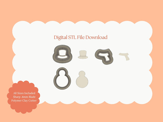 Snowman No. 2 Clay Cutter Set | Snowman STL File for Winter Earrings – Holiday Clay Cutter Digital Download