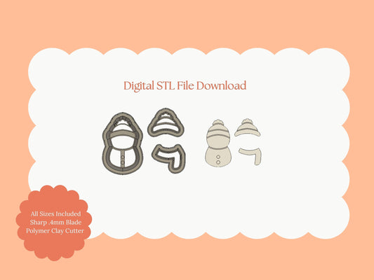 Snowman No. 5 Clay Cutter | Cute Snowman Digital STL File for Earrings – Holiday and Winter Jewelry Craft
