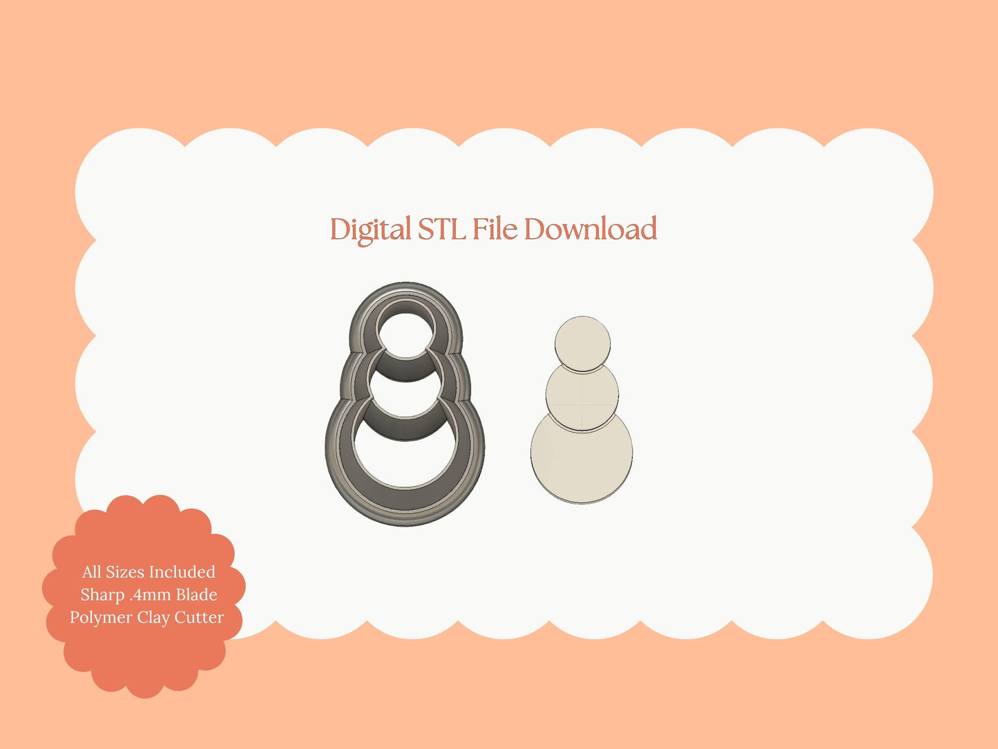 Snowman Clay Cutter | Classic Christmas STL File for Polymer Clay Jewelry, Baking, and Crafts