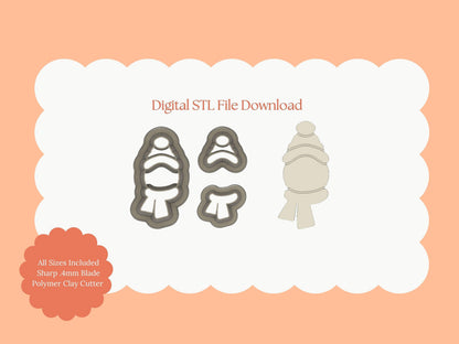 Snowman Head with Cap Clay Cutter | Winter STL File Polymer Clay Cutter for Earrings and Baking