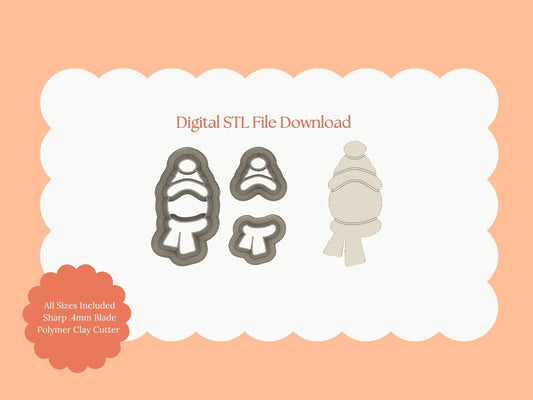 Snowman Head with Cap Clay Cutter | Winter STL File Polymer Clay Cutter for Earrings and Baking