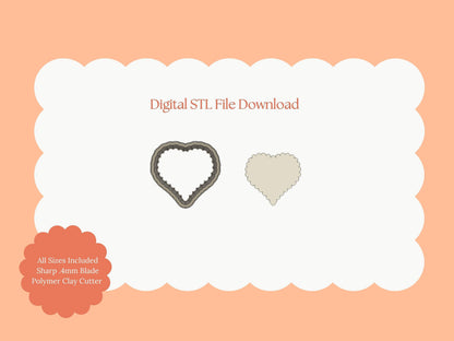 Scalloped Sugar Heart Cookie Clay Cutter | Heart Cookie STL File for Valentine Earrings – Sweet Treat Digital Download