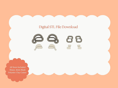 Santa Hat and Boots Set Clay Cutters | Santa Hat & Boots STL File Set for Christmas Earrings – Holiday Digital Download