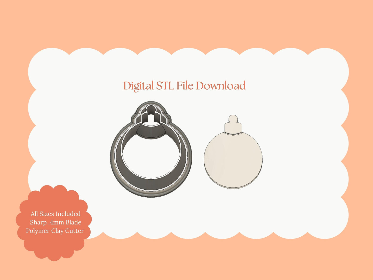 Ornament No. 1 Clay Cutter | Classic Ornament STL File for Christmas Polymer Clay Jewelry and Decorations