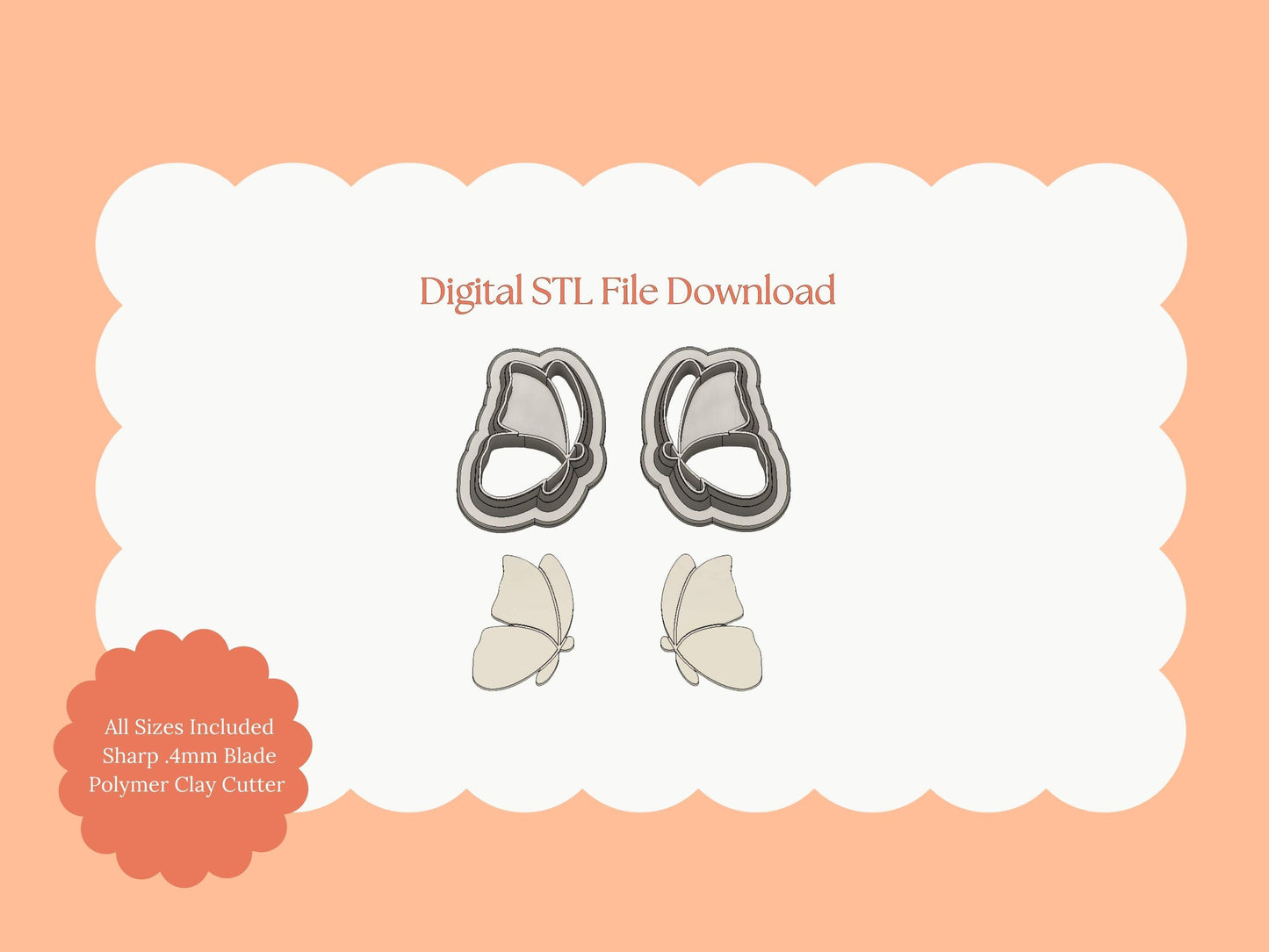 Butterfly No. 14 | Butterfly Wings STL File for Polymer Clay Earrings and Nature Jewelry