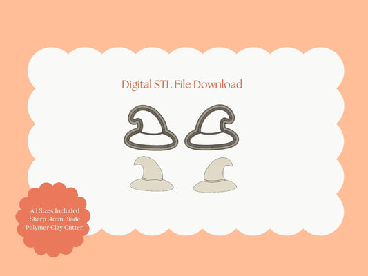 Witch Hat No. 3 Clay Cutter | Witch Hat STL File for Polymer Clay Earrings and Halloween Jewelry
